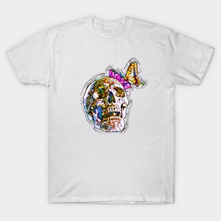 Skull Butterfly Mosaic Art T-Shirt